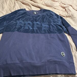 PRPS Men's Two-Tone Blue Crewneck Sweater